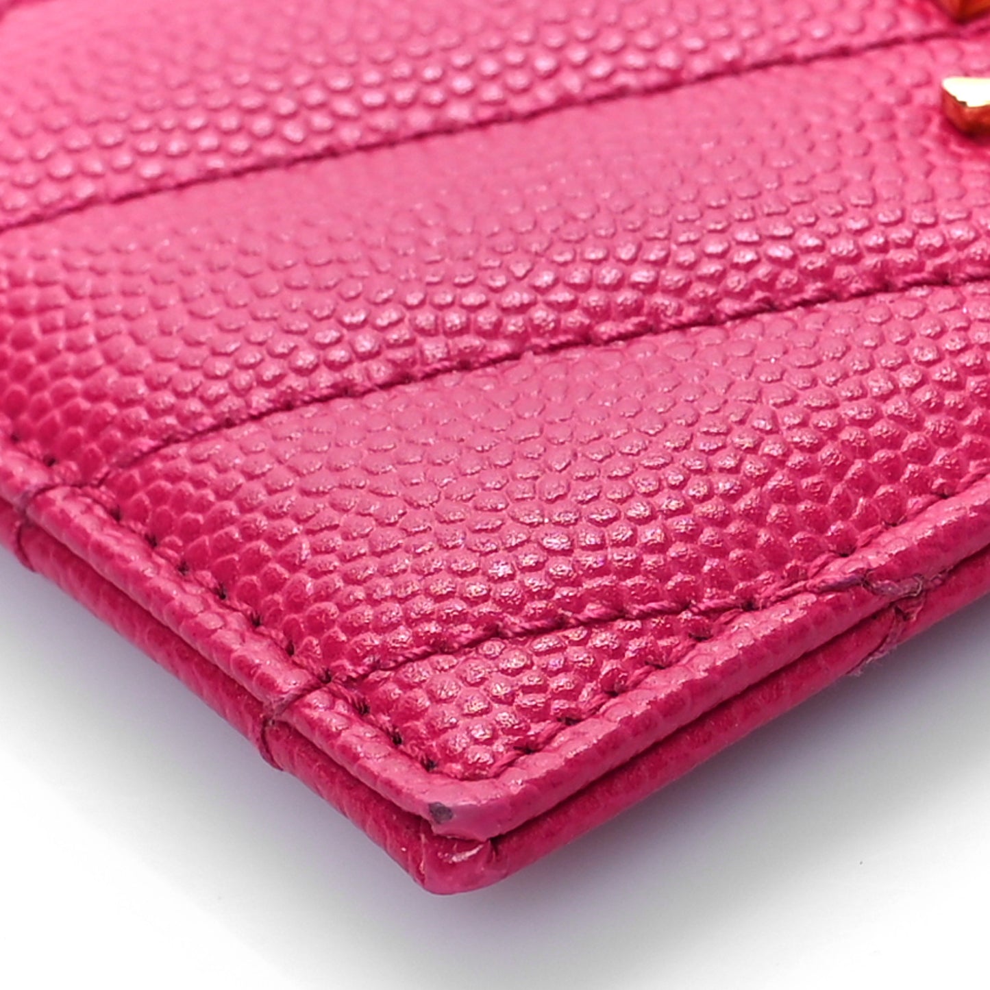 Grain De Poudre Matelasse Chevron Monogram Credit Card Case Fresh Fuxia