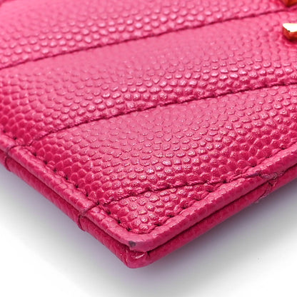 Saint Laurent Grain De Poudre Matelasse Chevron Monogram Credit Card Case Fresh Fuxia 7 of 8