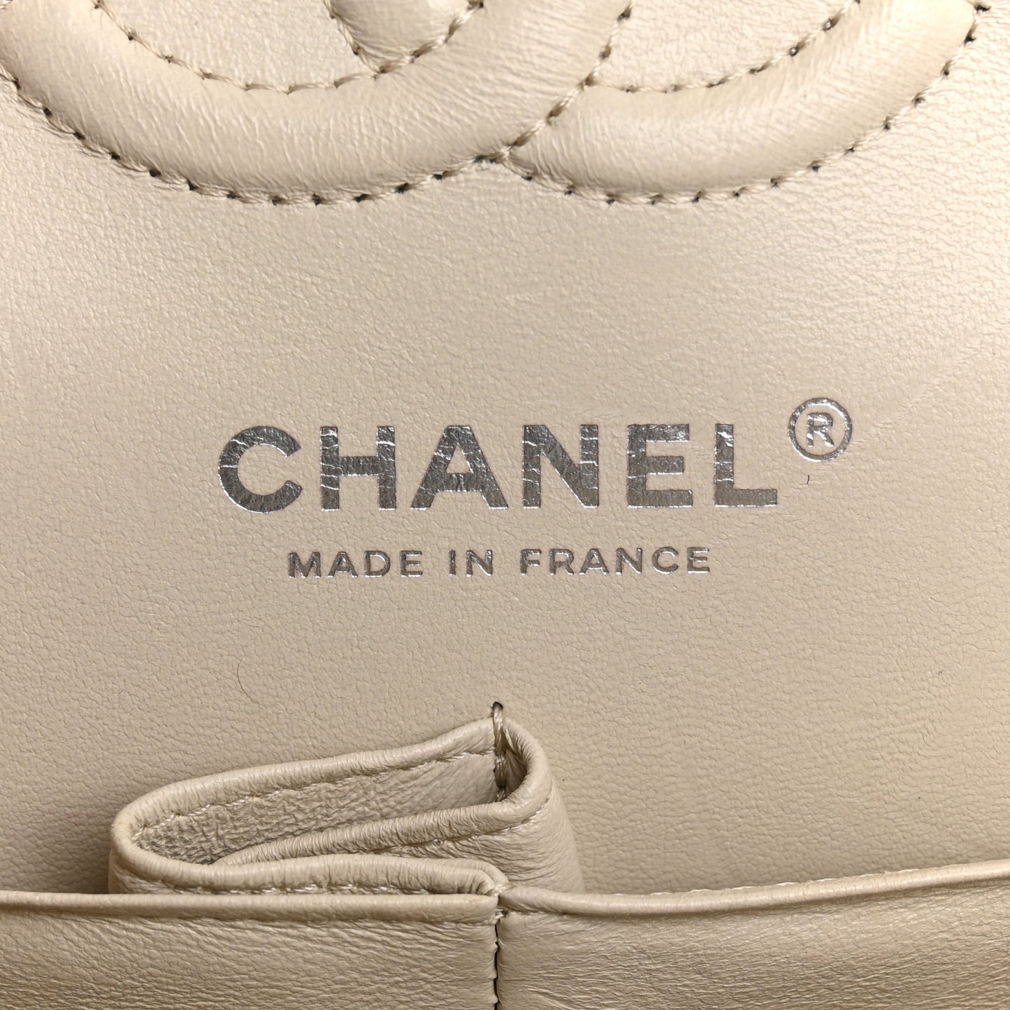 Calfskin Chevron Quilted Small Double Flap White
