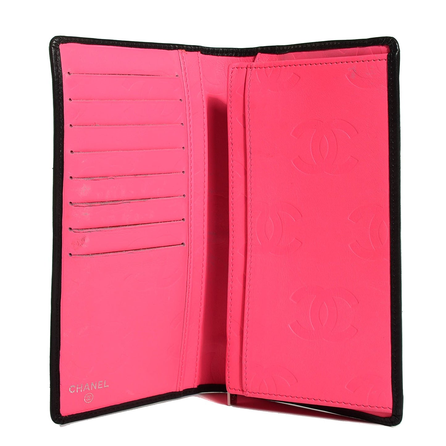 Calfskin Quilted Cambon Yen Wallet Black