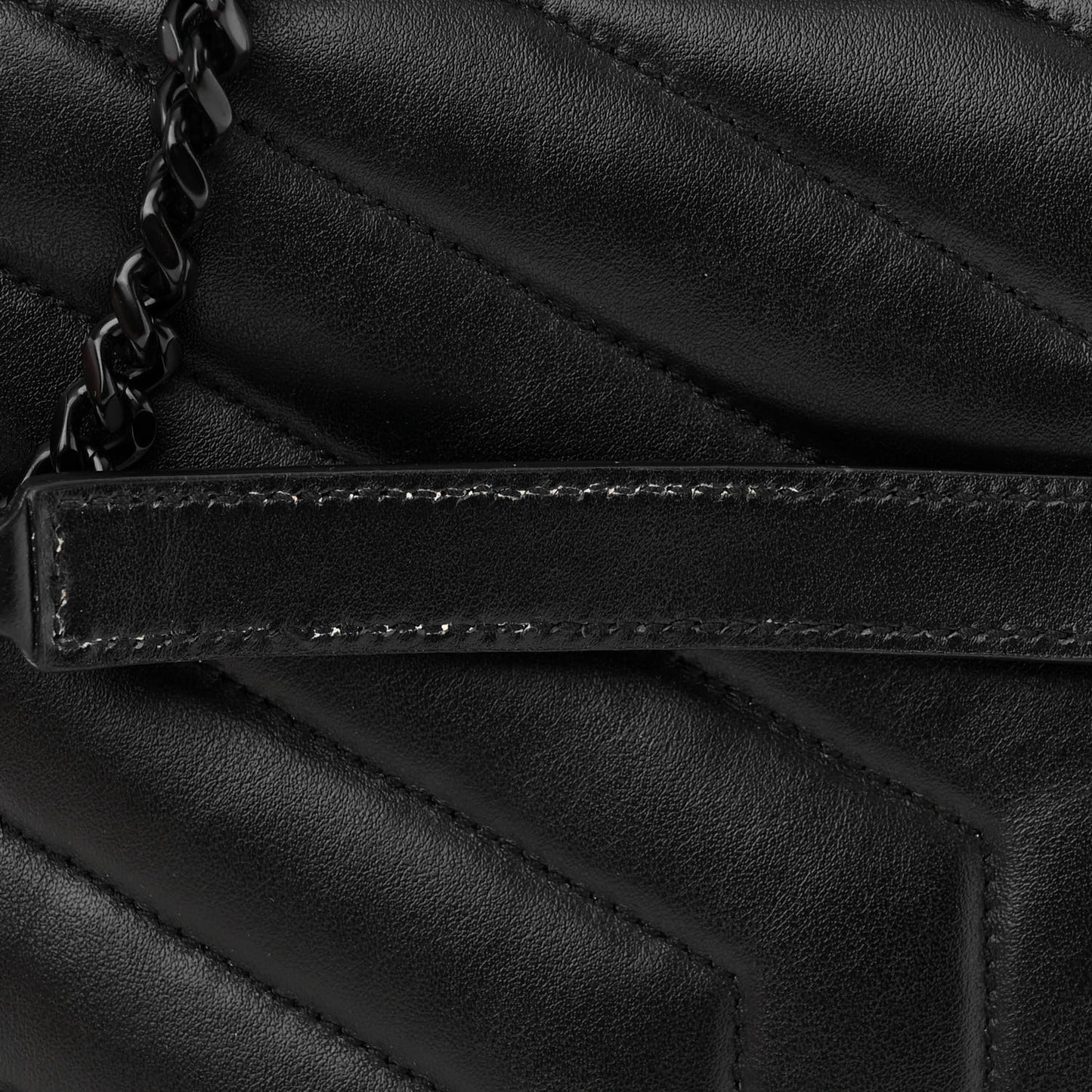 Calfskin Y Quilted Monogram Monochrome Medium Loulou Chain Satchel Black