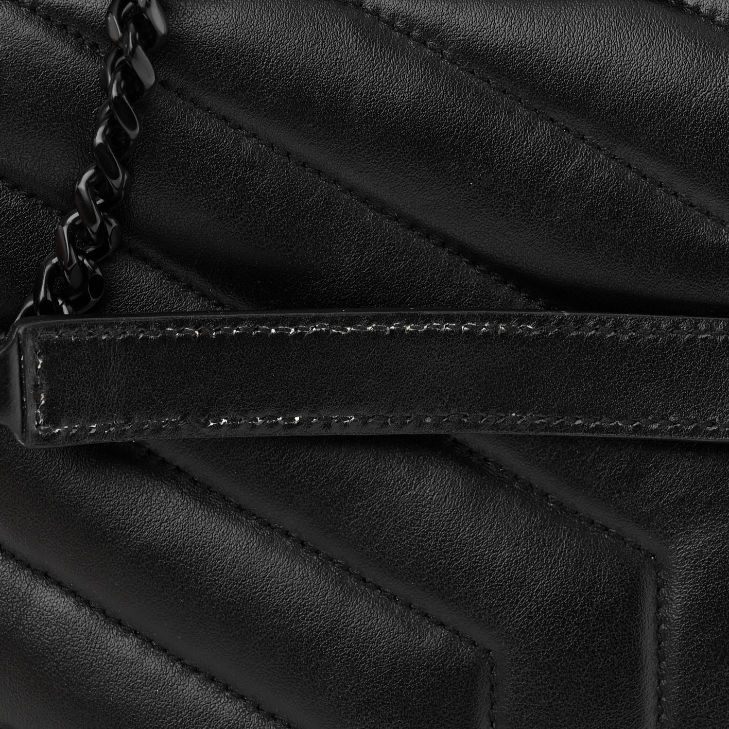 Saint Laurent Calfskin Y Quilted Monogram Monochrome Medium Loulou Chain Satchel Black 12 of 13