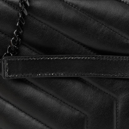 Saint Laurent Calfskin Y Quilted Monogram Monochrome Medium Loulou Chain Satchel Black 12 of 13