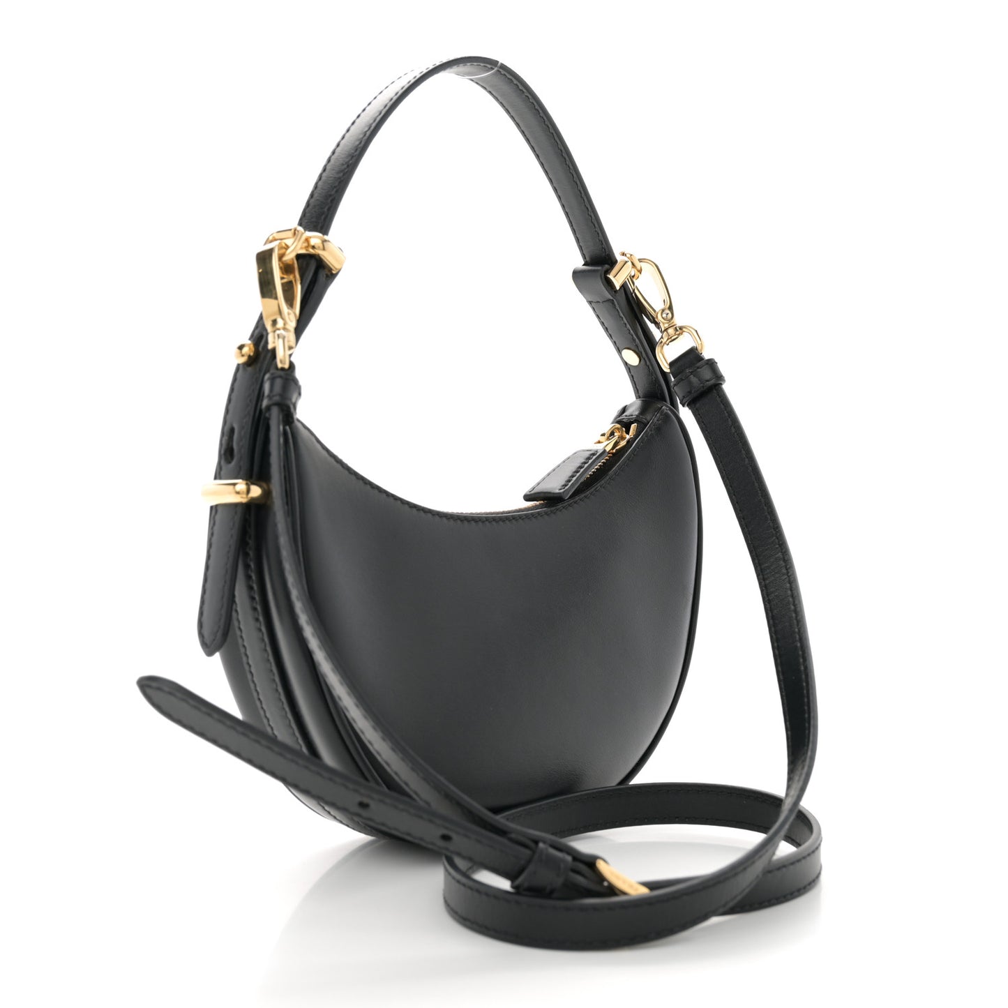 Soft Calfskin Arque Shoulder Bag Black