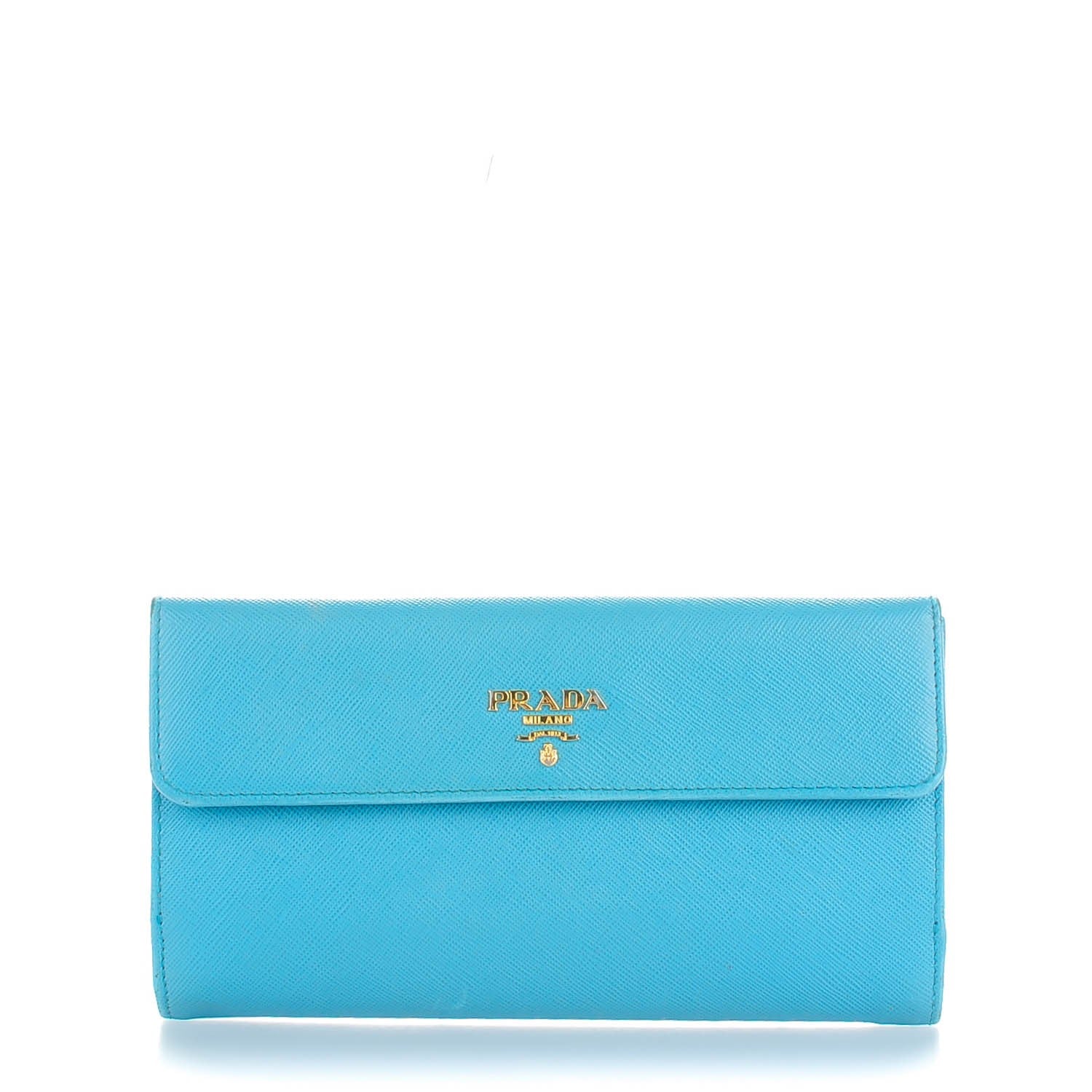 Prada Saffiano Metal Continental Flap Wallet Turchese 1 of 9