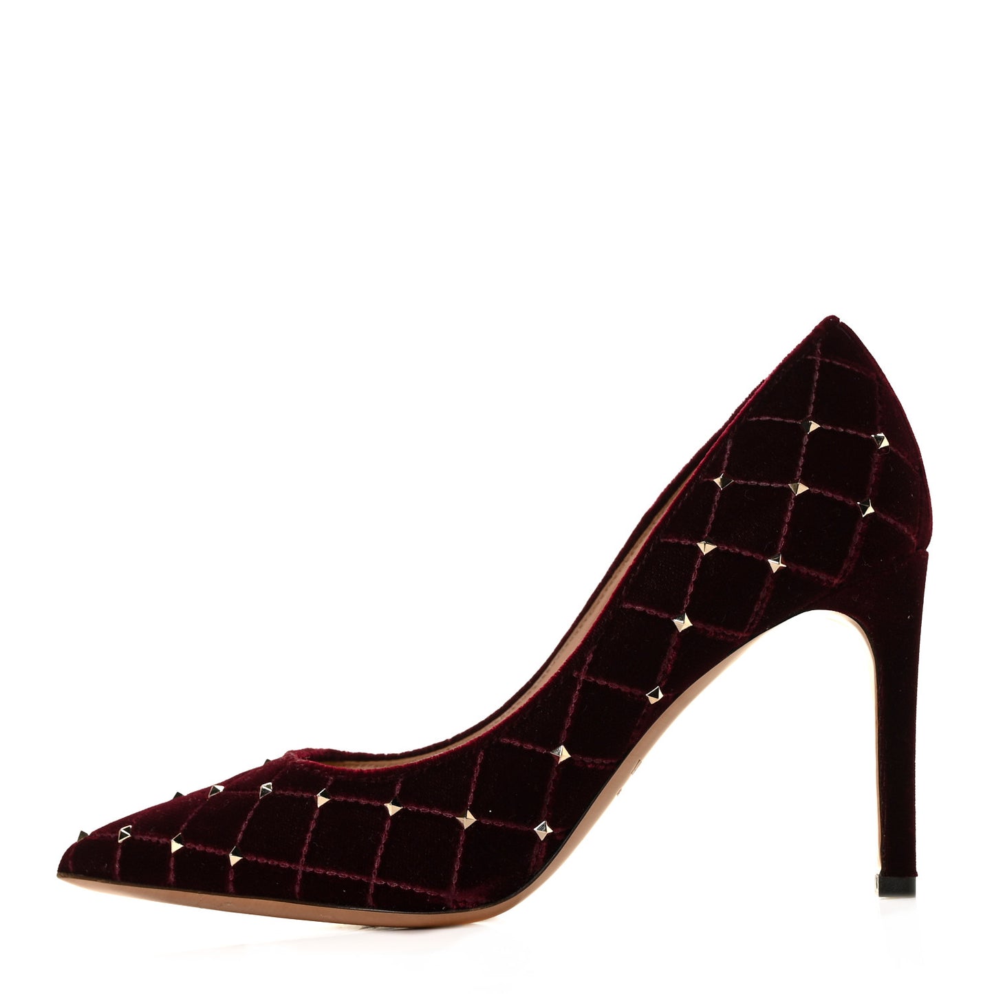 Velvet Rockstud Spike 90mm Pumps 35 Rubino