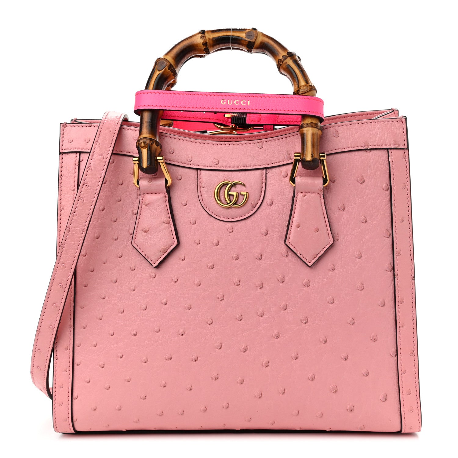 Gucci Ostrich Small Diana Tote Wild Rose Fuxia Fluo 1 of 12