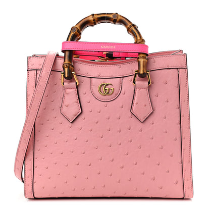 Gucci Ostrich Small Diana Tote Wild Rose Fuxia Fluo 1 of 12