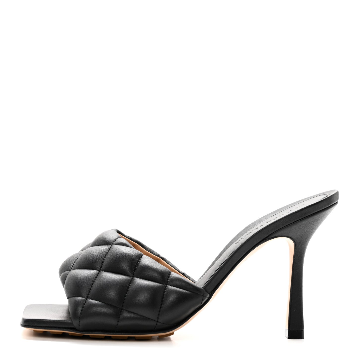 Nappa Matelasse Padded Mule Sandals 38 Black
