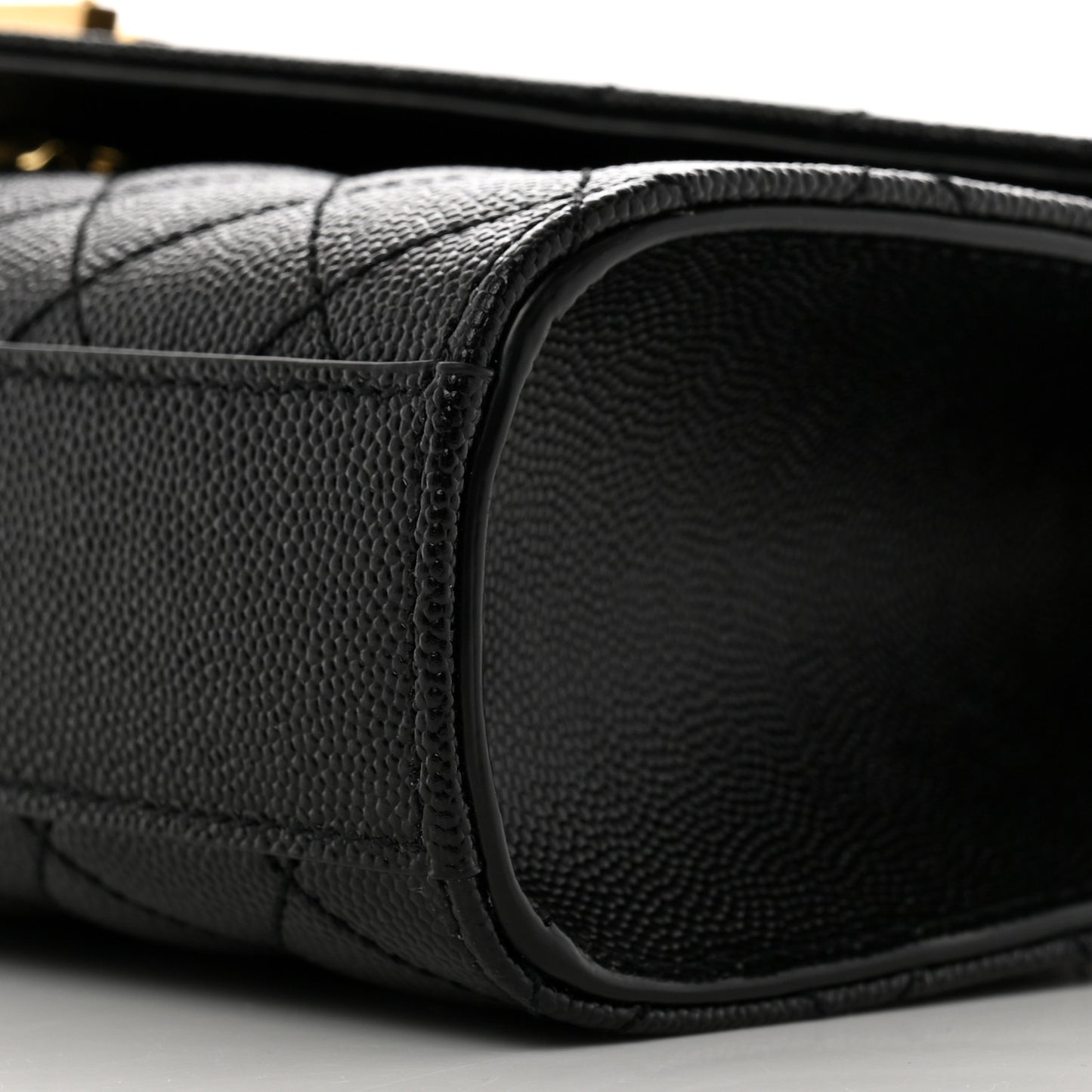 Grain De Poudre Textured Mixed Matelasse Triquilt Small Monogram Satchel Black