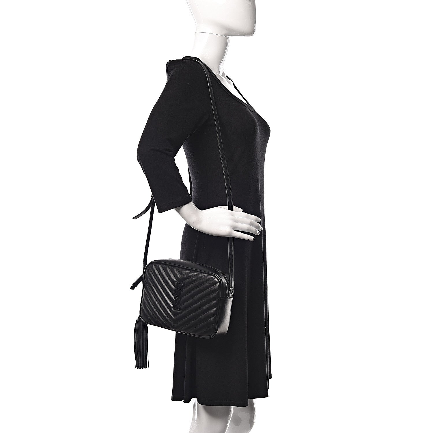 Saint Laurent Calfskin Matelasse Monogram Lou Camera Bag Black 2 of 9