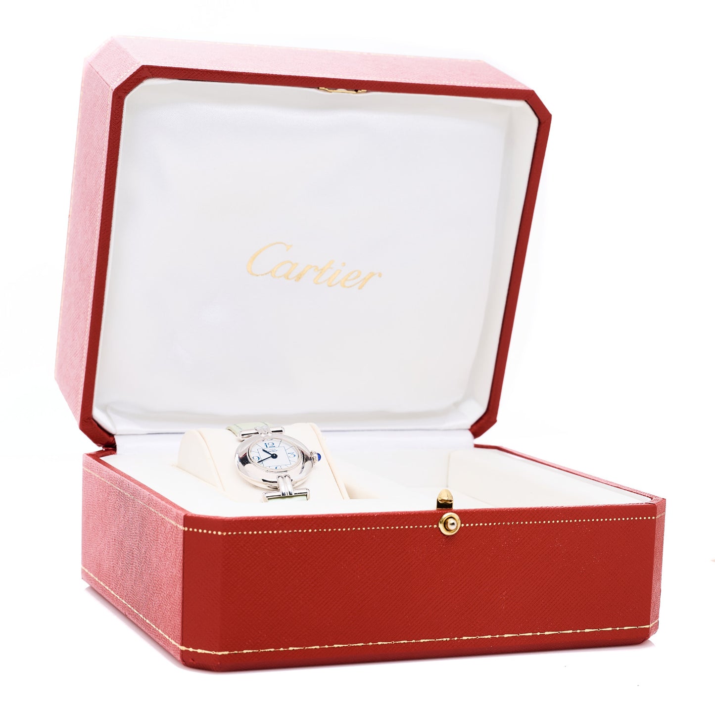 Sterling Silver Calfskin 24mm Must de Colisee Quartz Watch