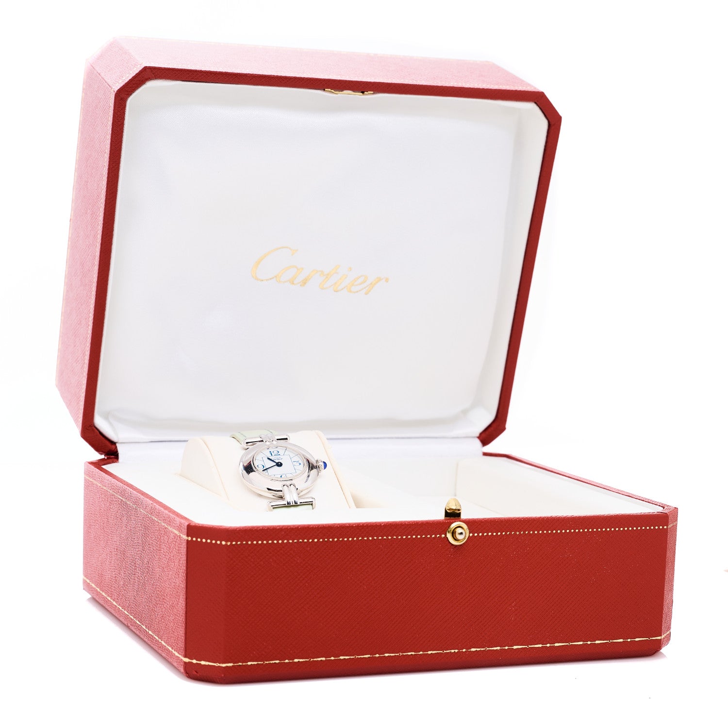 Cartier Sterling Silver Calfskin 24mm Must de Colisee Quartz Watch 5 of 5