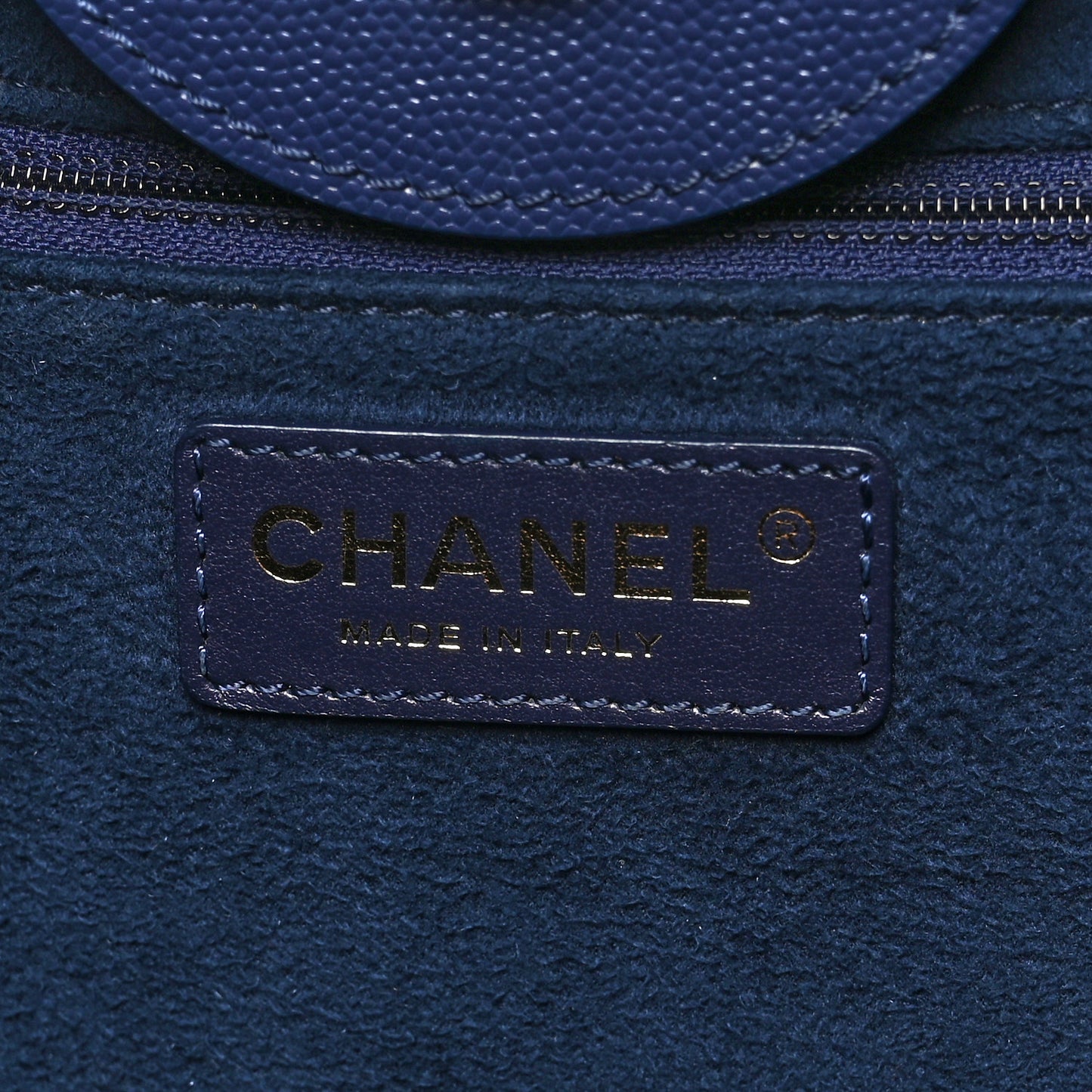 Caviar Medium Studded Deauville Tote Navy