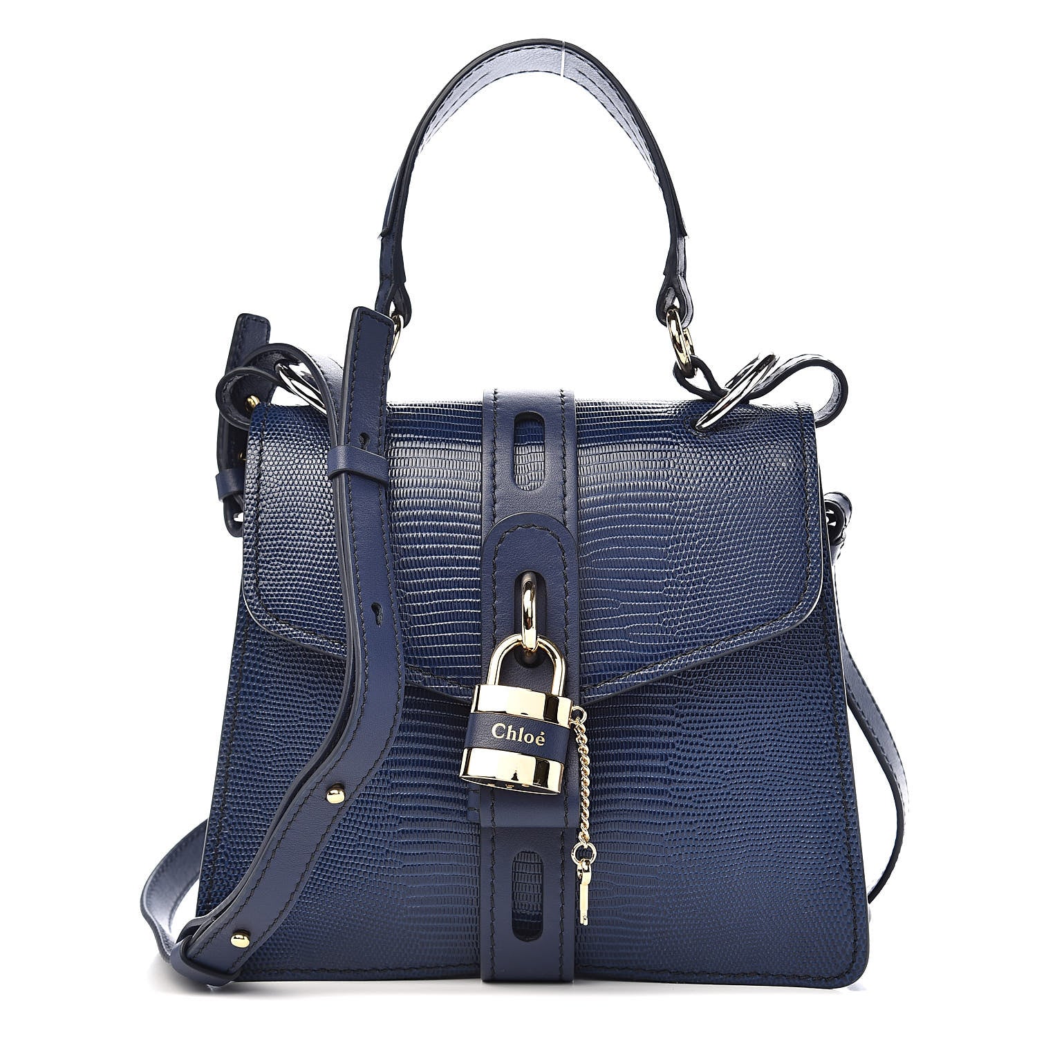 Chloe Calfskin Lizard Embossed Small Aby Day Shoulder Bag Captive Blue 1 of 11