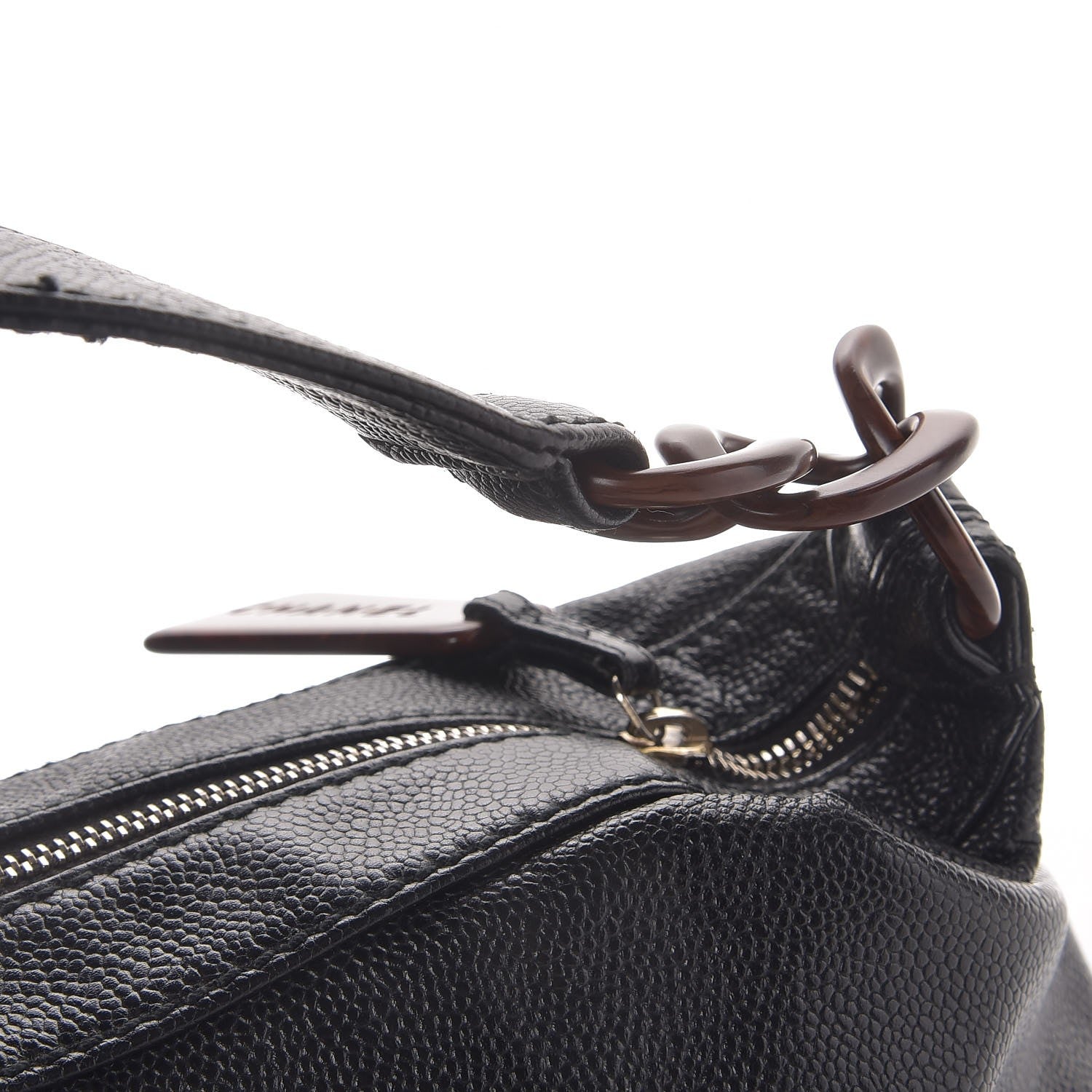 Chanel Caviar CC Wood Chain Hobo Black 9 of 11