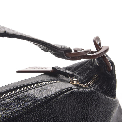 Chanel Caviar CC Wood Chain Hobo Black 9 of 11