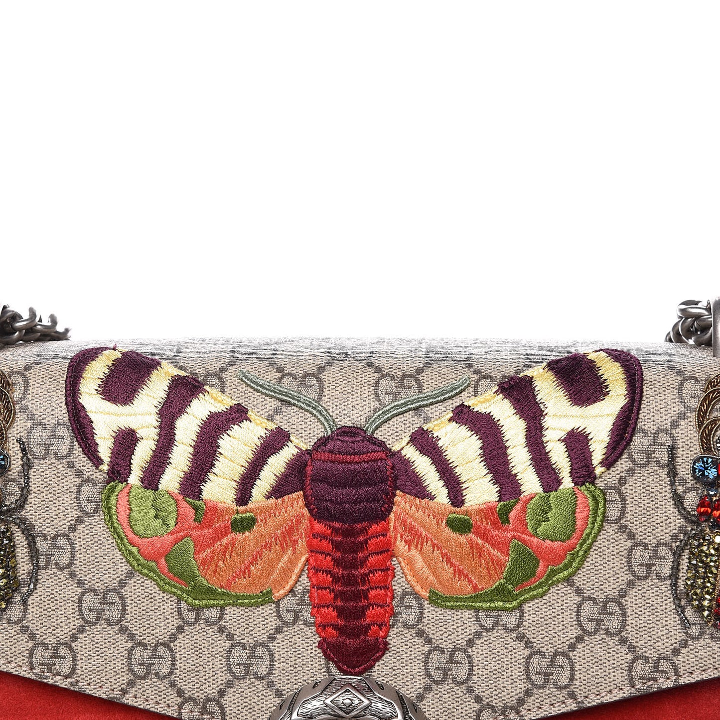 GG Supreme Monogram Embroidered Medium Dionysus Shoulder Bag Beige Hibiscus
