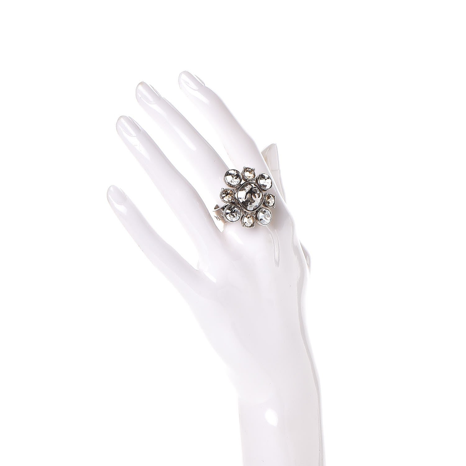 Chanel Crystal CC Ring 5.5 Silver 2 of 5