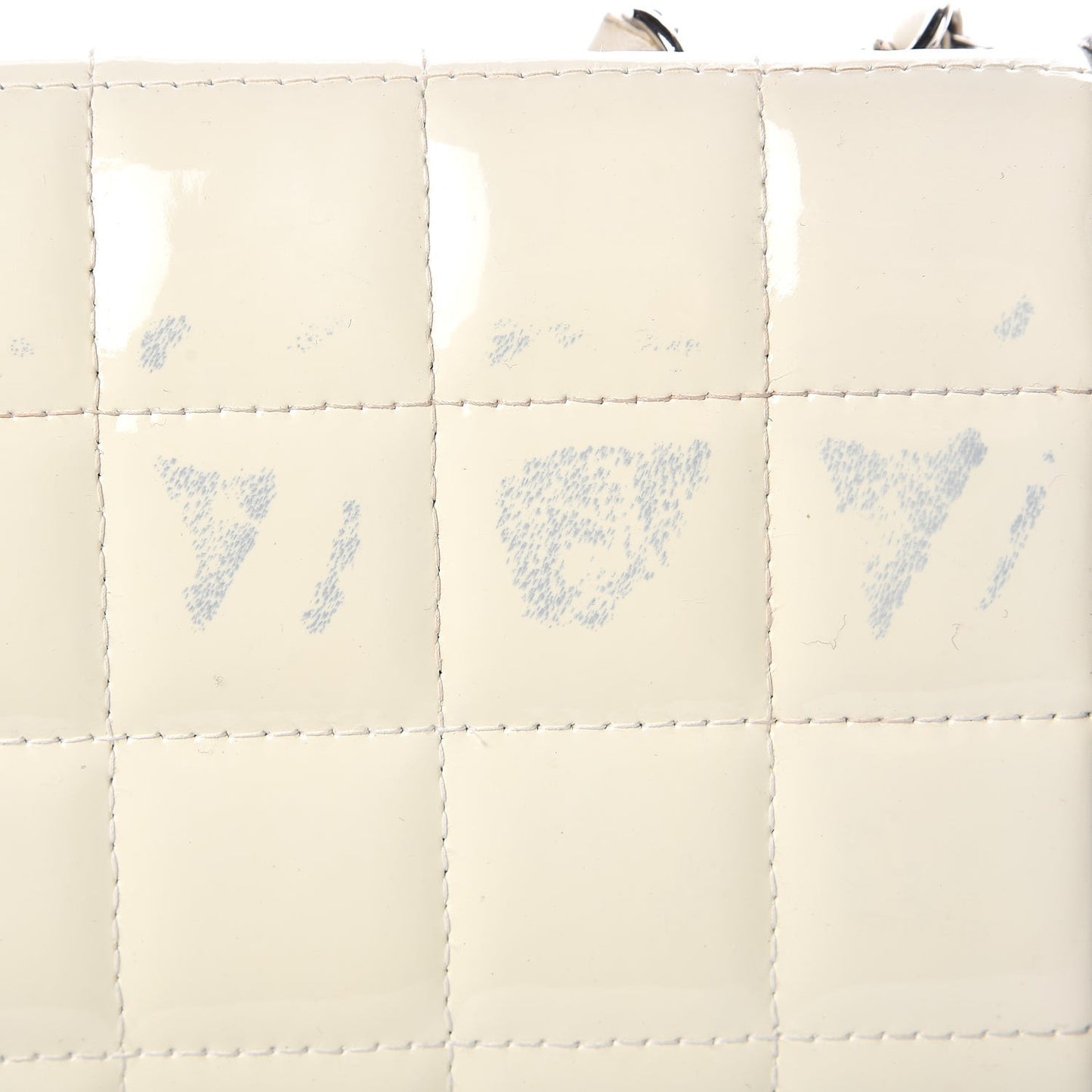 Patent Square Quilted Small Flap White Black