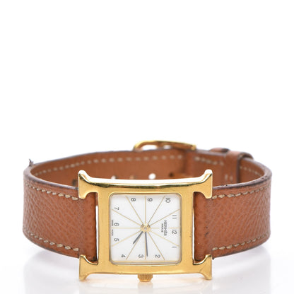 Hermes Stainless Steel Epsom 21mm Heure H Hour Quartz Watch Gold 3 of 13