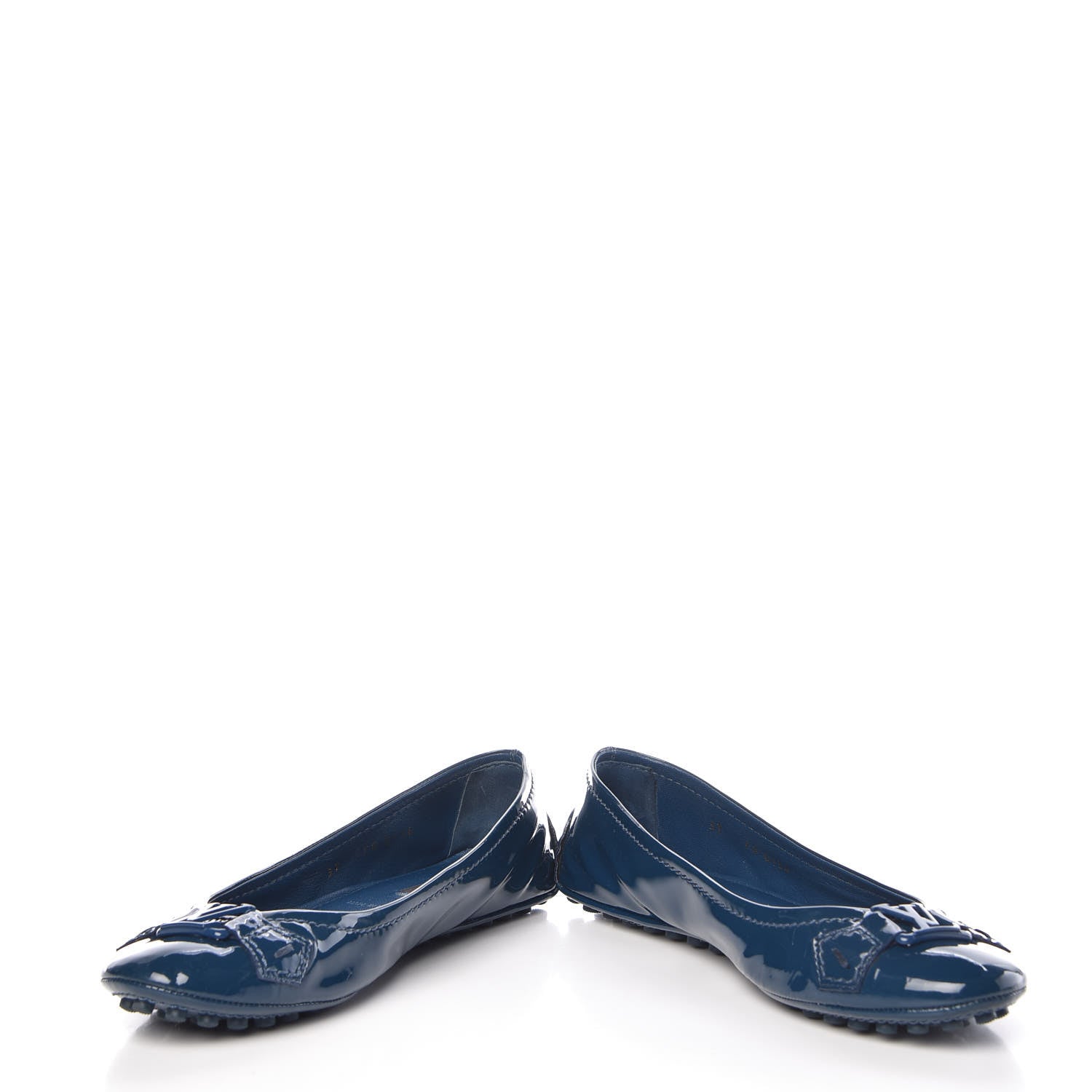 Louis Vuitton Patent Calfskin Oxford Ballerina Flats 37 Blue 6 of 13