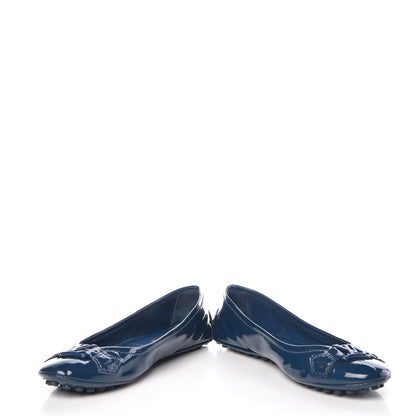 Louis Vuitton Patent Calfskin Oxford Ballerina Flats 37 Blue 6 of 13
