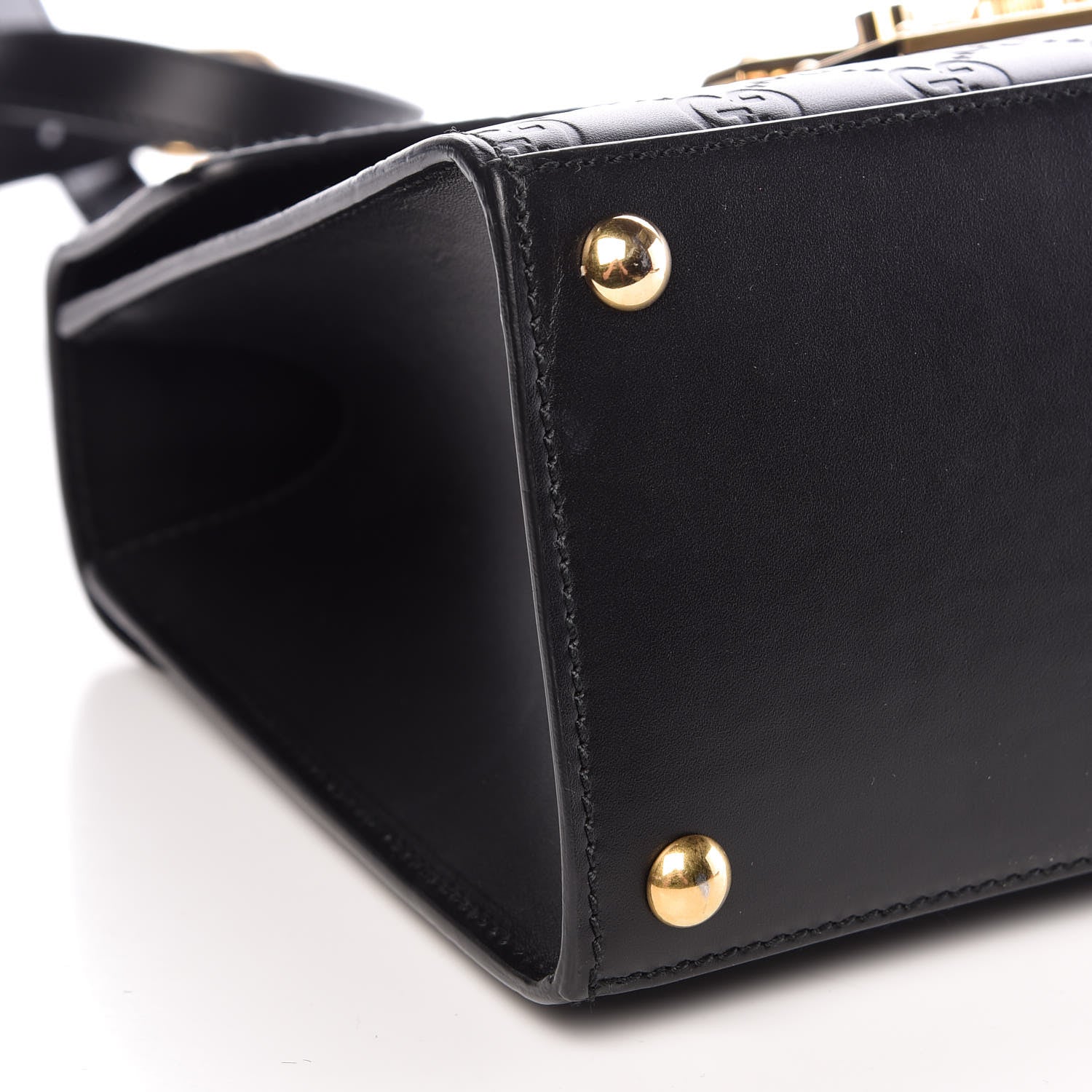 Gucci Guccissima Signature Small Padlock Top Handle Bag Black 9 of 12
