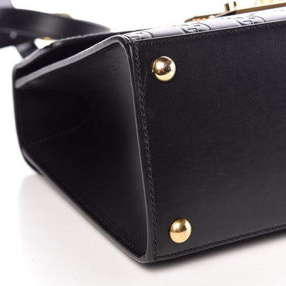 Gucci Guccissima Signature Small Padlock Top Handle Bag Black 9 of 12