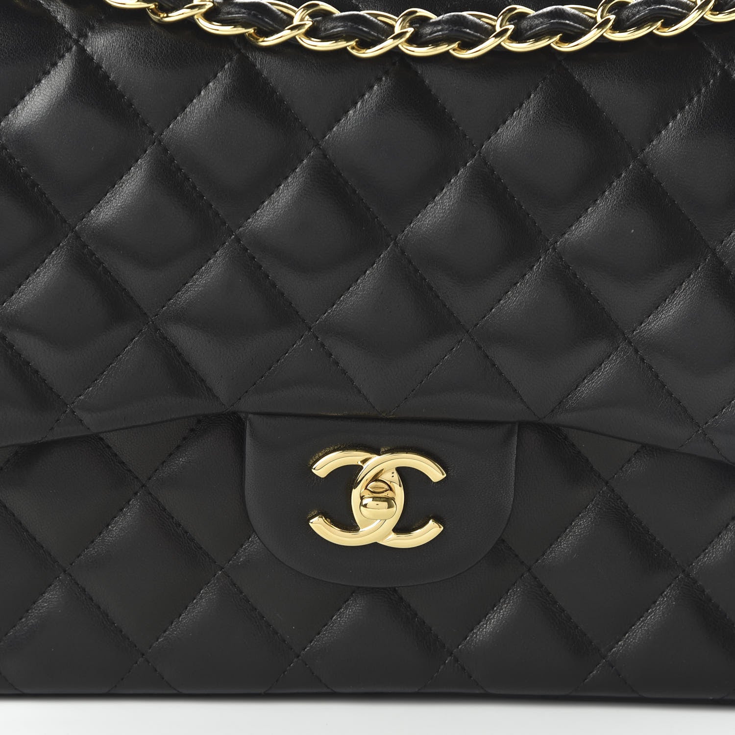 Chanel Lambskin Quilted Jumbo Double Flap Black 9 of 10
