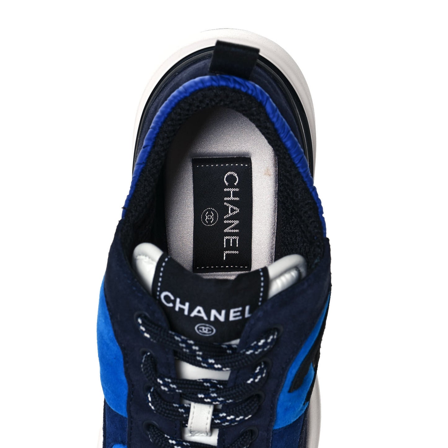 Suede Calfskin CC Sneakers 38 Blue Navy Dark Navy
