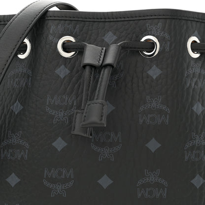 MCM Visetos Medium Dessau Drawstring Bucket Bag Black 9 of 11