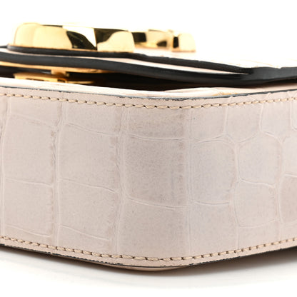 Chloe Calfskin Crocodile Embossed Mini C Double Carry Milky Cement Pink 8 of 15