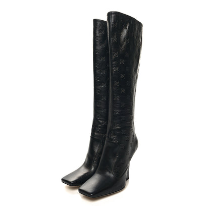 Fendi Vitello Karligraphy Embossed FFreedom Knee High Boots 36.5 Black 3 of 7