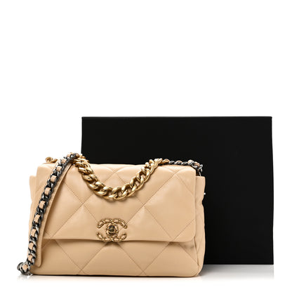 Chanel Goatskin Quilted Large Chanel 19 Flap Beige 11 of 11