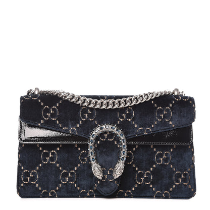 Gucci Velvet Skipper Crystal GG Monogram Small Dionysus Shoulder Bag Blue Beige Black 1 of 12