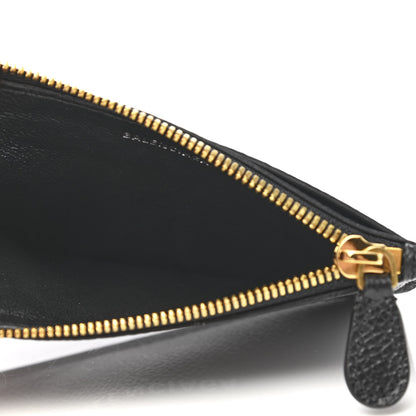 Balenciaga Grained Calfskin Logo Large Cash Long Coin Card Holder Black White 5 of 8