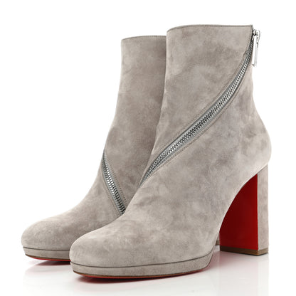 Christian Louboutin Veau Velours Birgitta 100 Zip Around Ankle Bootie 39 Fume 3 of 9