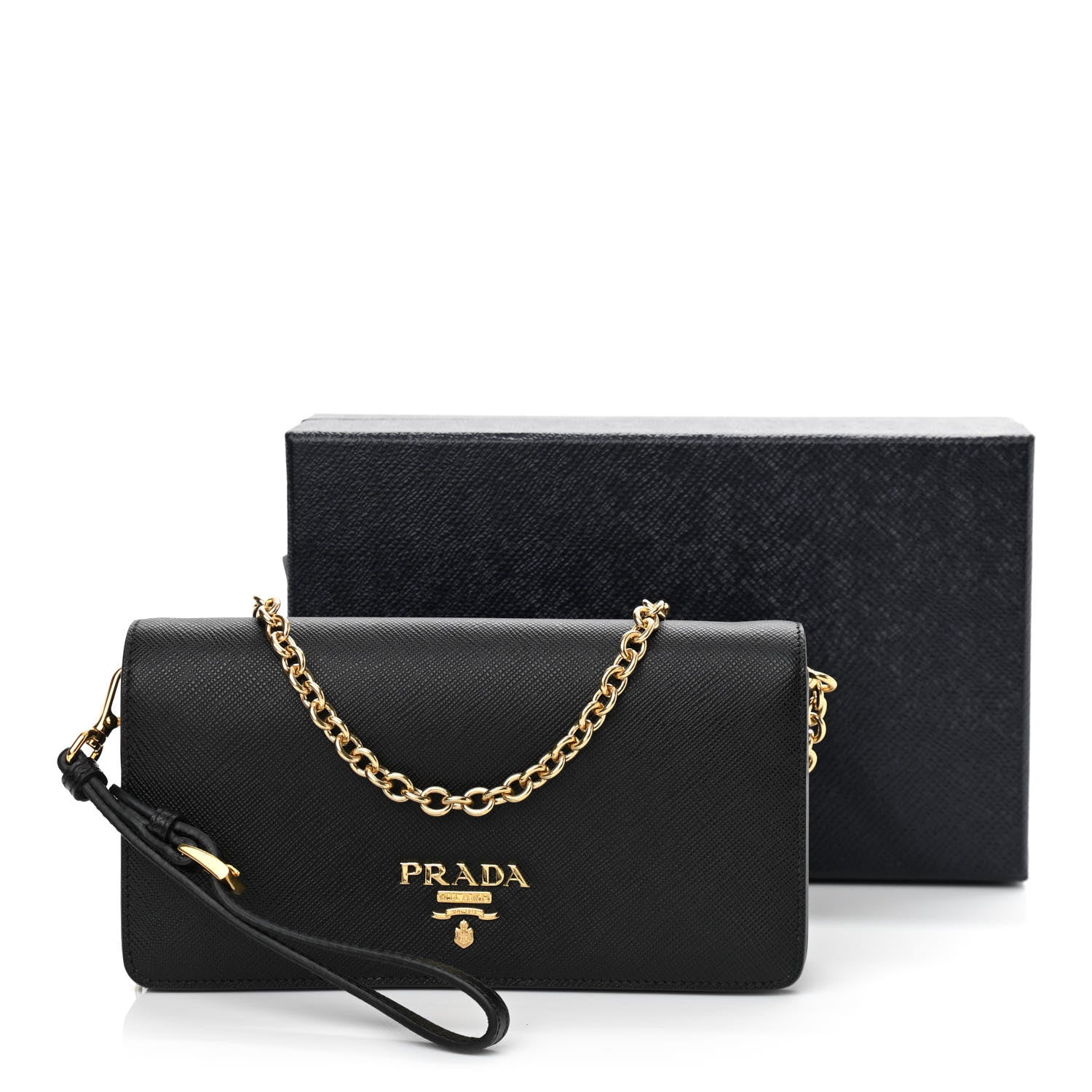 Prada Saffiano Metal Oro Mini Bag Black 9 of 9