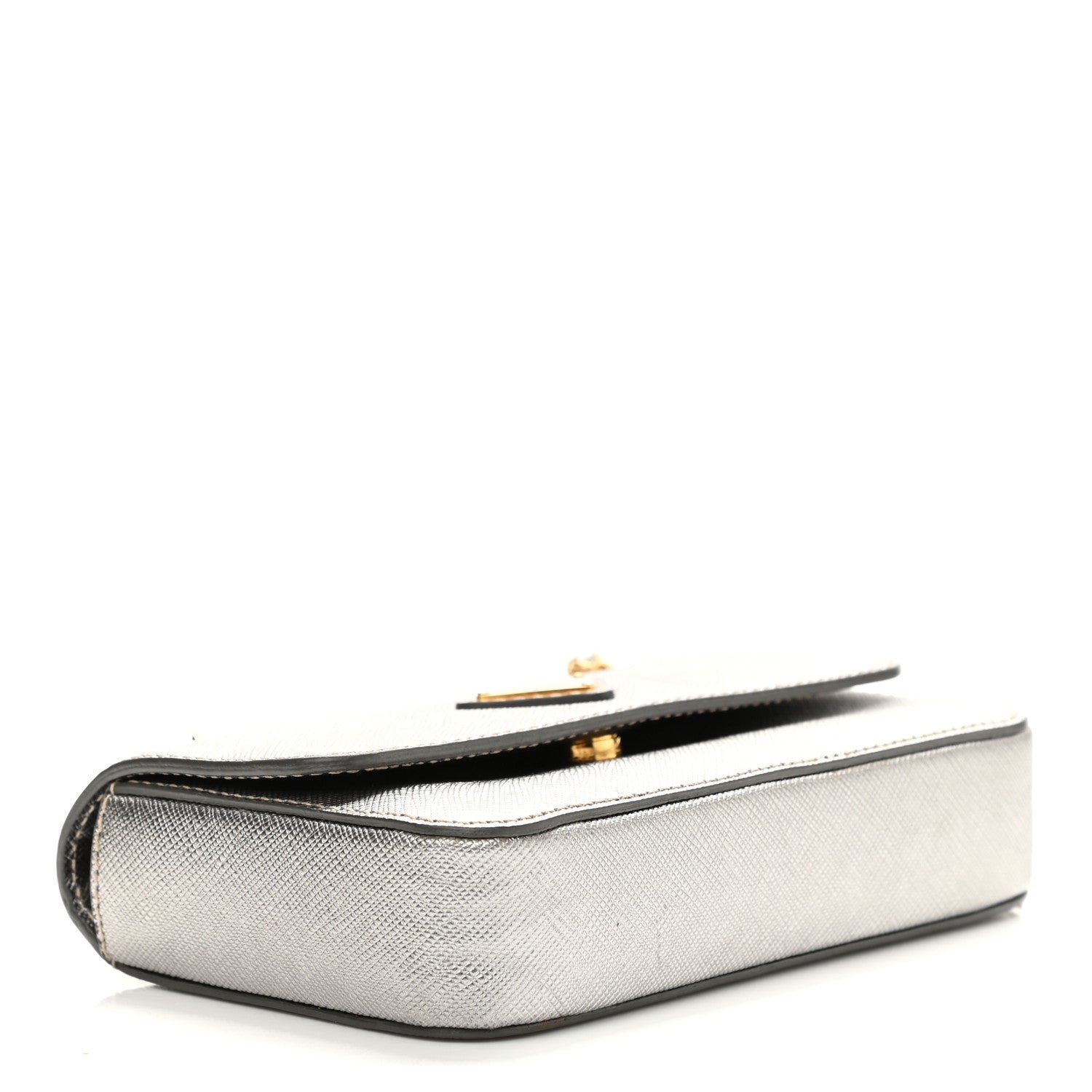 Prada Saffiano Lux Chain Shoulder Bag Argento 4 of 17