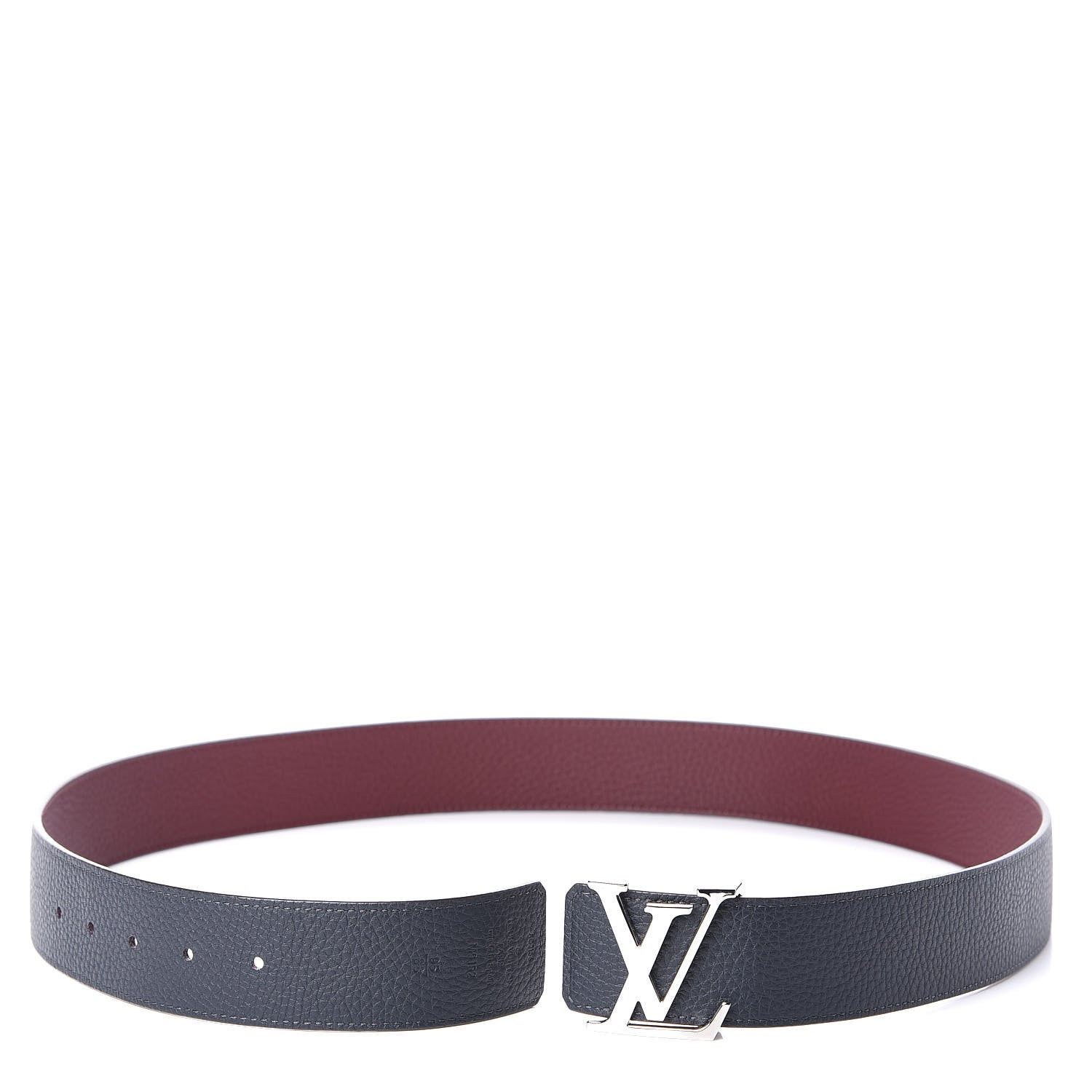 Louis Vuitton Taurillon Calfskin 30mm LV Initiales Reversible Belt 95 38 Navy Burgundy 2 of 4
