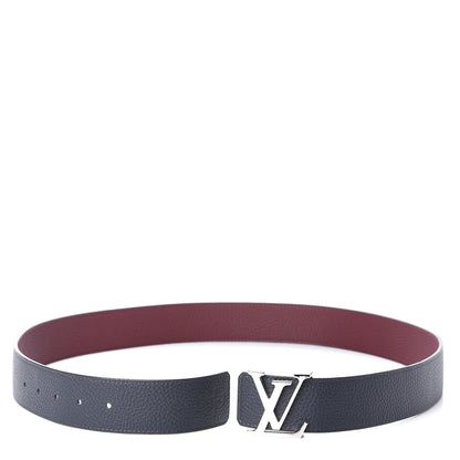 Louis Vuitton Taurillon Calfskin 30mm LV Initiales Reversible Belt 95 38 Navy Burgundy 2 of 4