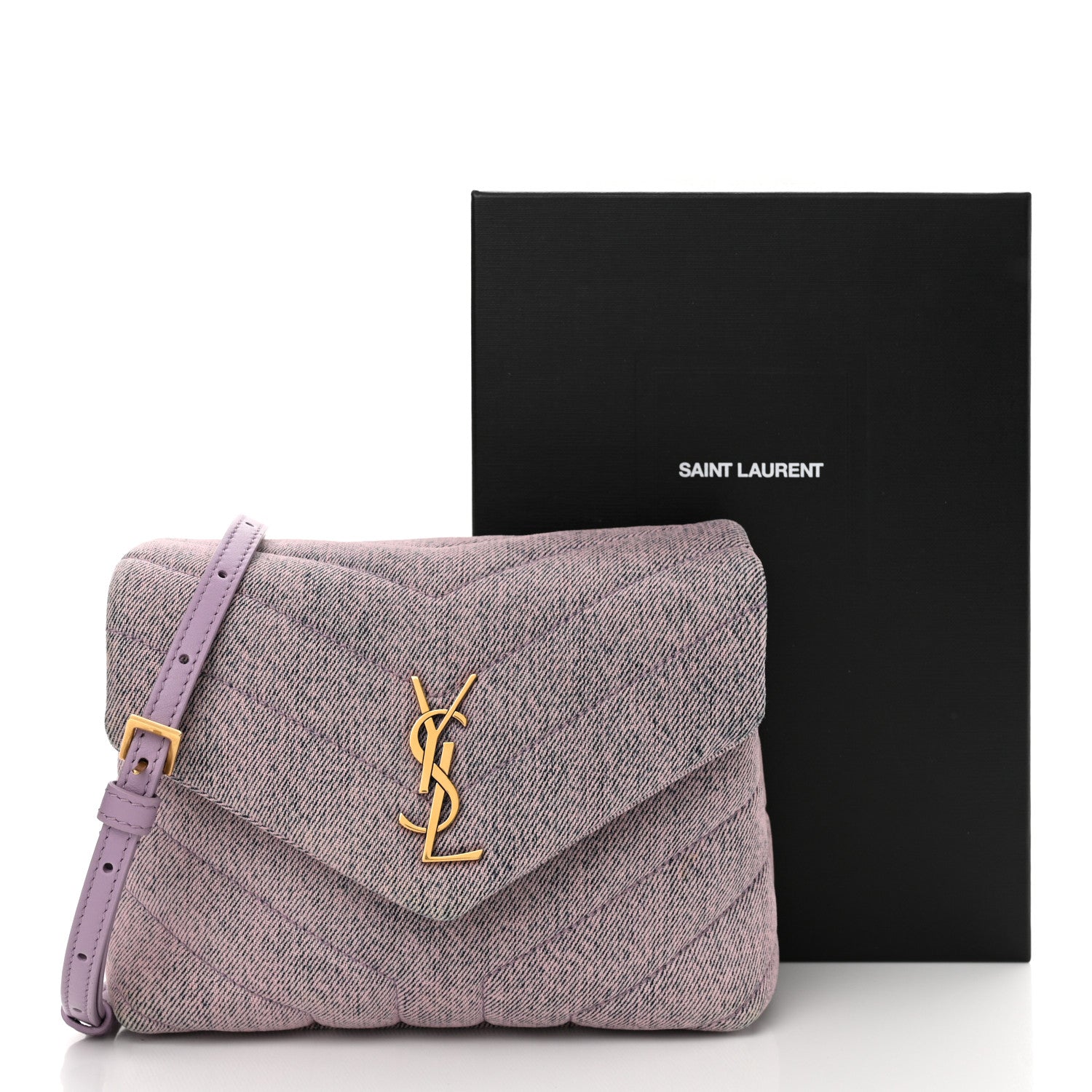 Saint Laurent Denim Y Quilted Monogram Toy Loulou Crossbody Bag Bleached Lilac 13 of 13