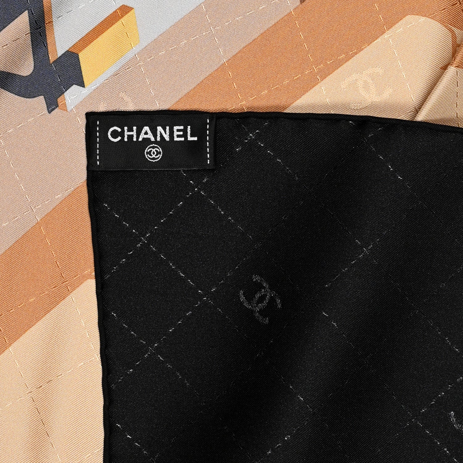 Chanel Silk Apartment Square Scarf Black Multicolor 3 of 3