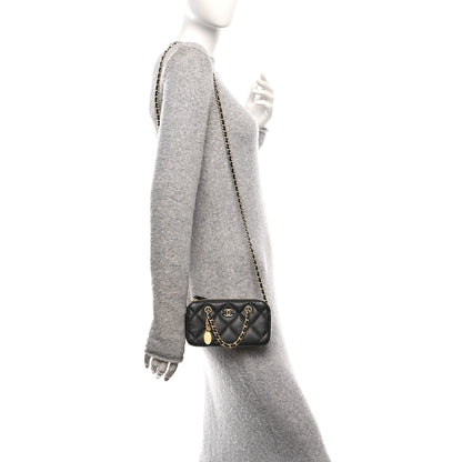 Chanel Caviar Quilted Top Handle Phone Holder With Chain Black 2 of 12