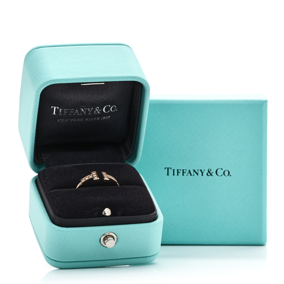Tiffany 18K Rose Gold Diamond T Wire Ring 50 5.5 5 of 5