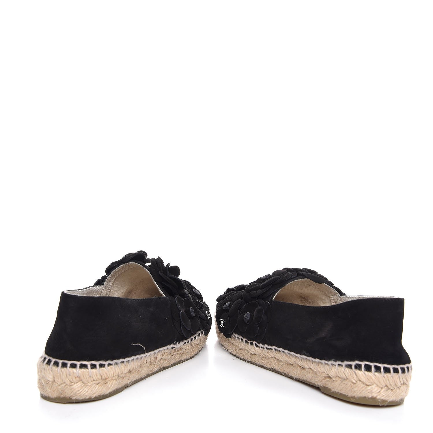 Chanel Suede Camellia CC Espadrilles 38 Black 6 of 11