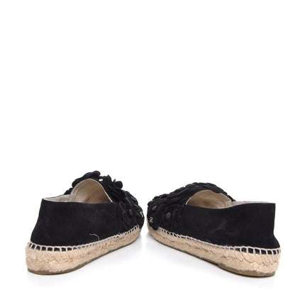 Chanel Suede Camellia CC Espadrilles 38 Black 6 of 11
