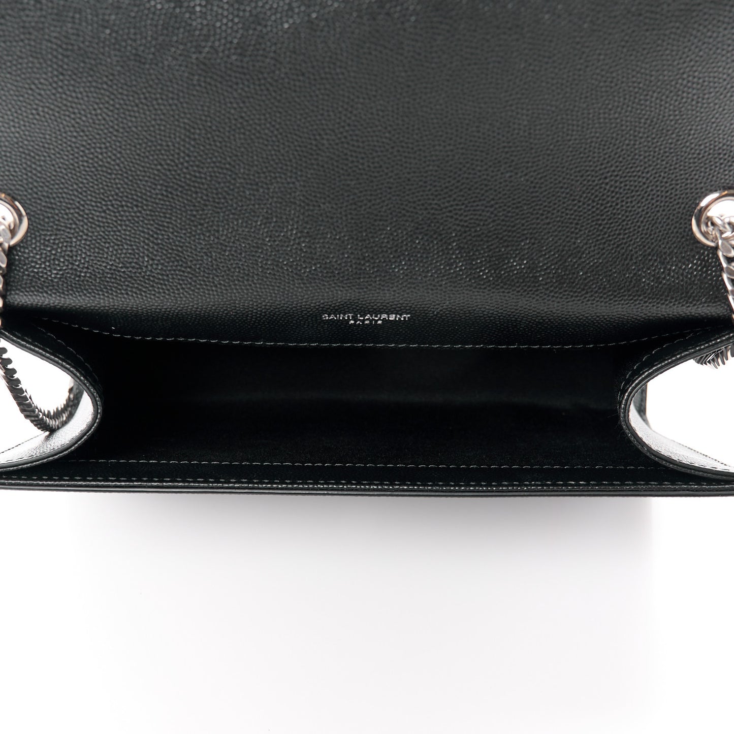 SAINT LAURENT Grain De Poudre Medium Classic Monogram Kate Tassel Satchel Black