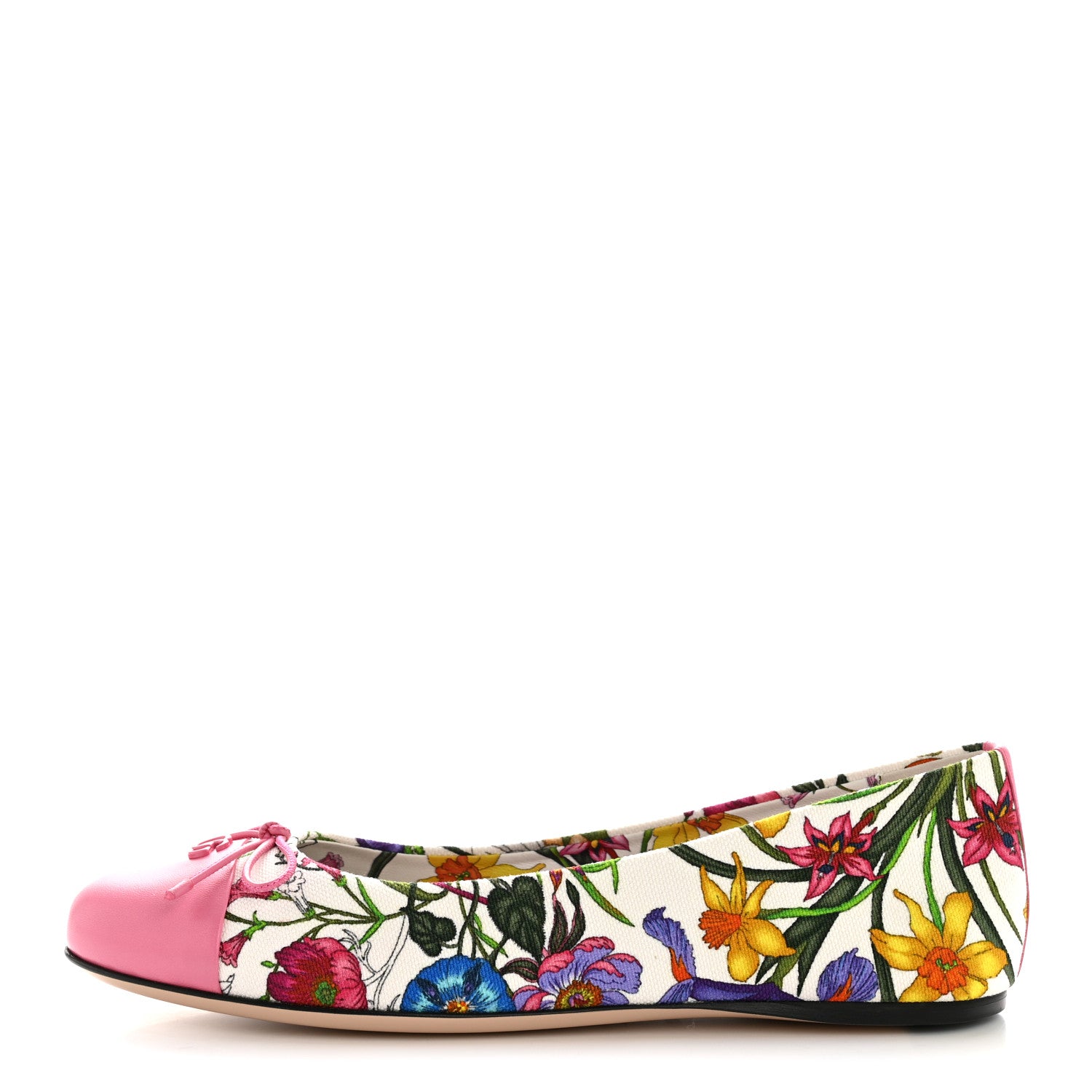 Gucci Sepang Flora Faded Canvas GG Marmont Ballerina Flats 38.5 White Multicolor Knit Rose 1 of 11